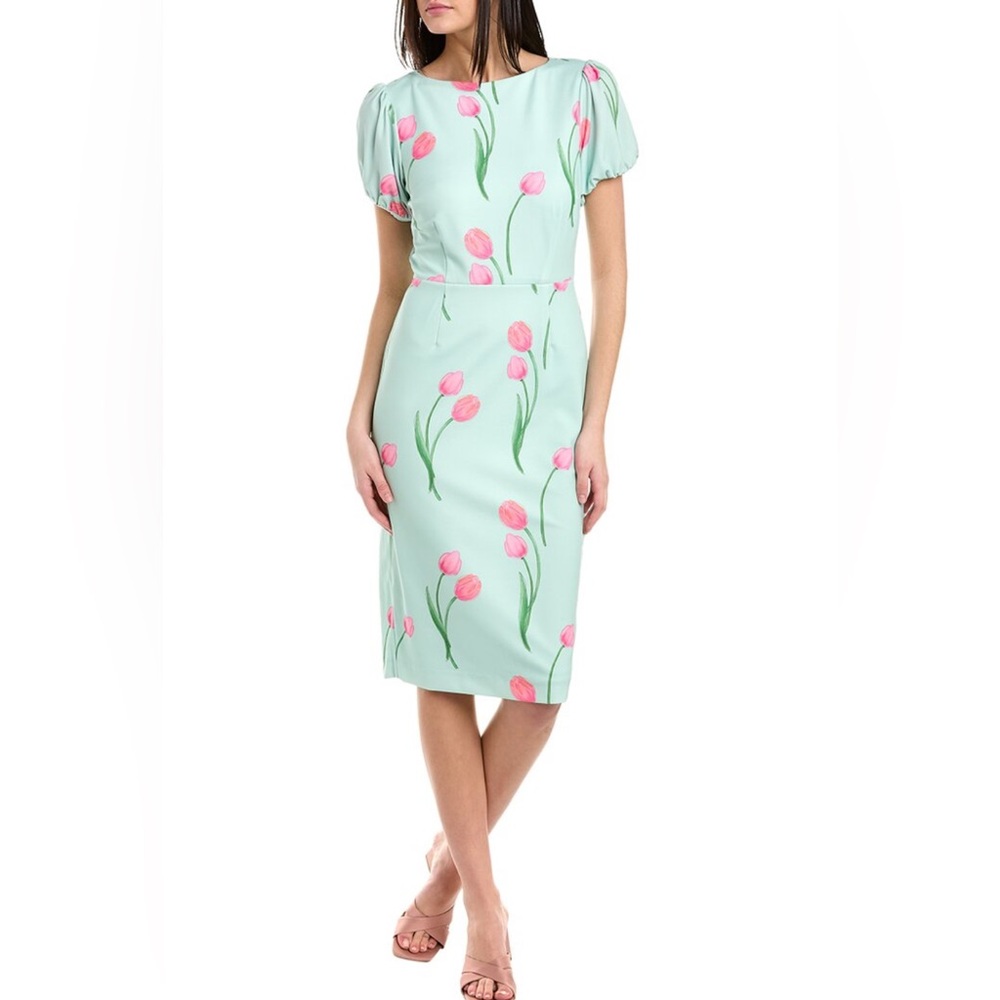 Alexia Admor Green Puff Sleeve Sheath Dress